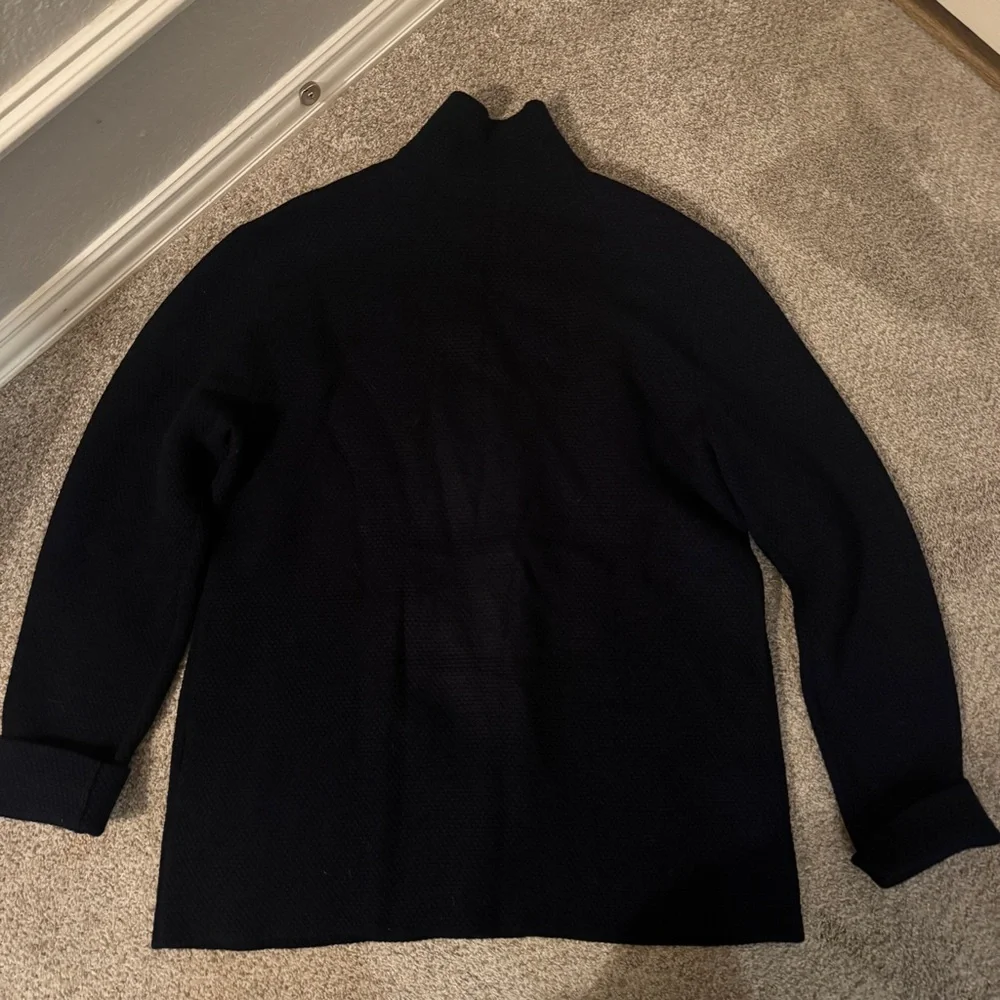 Ralph Lauren Purple Label Navy Knit Double Breasted Blazer Cardigan Size Medium